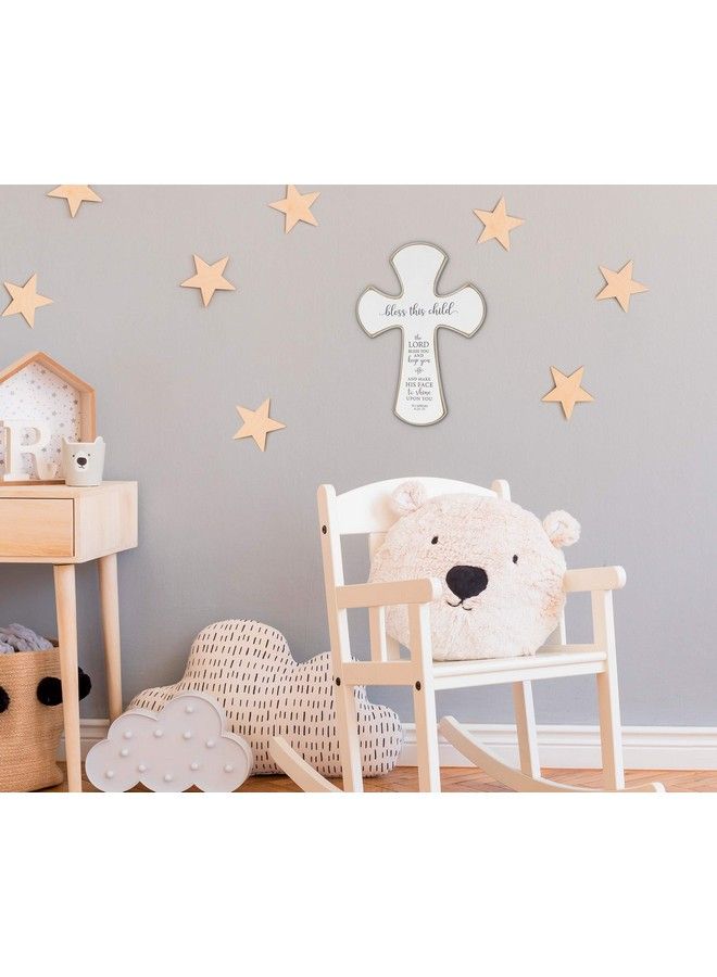 Distressed White Bless This Child Nursery Crossoff White