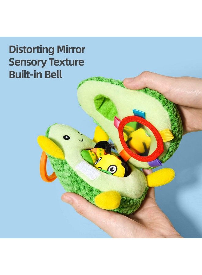 Baby Plush Fruit Doll Toys Caterpillar Eating Fruit Stuffed Cartoon Snuggle Travel Activity Toy With Rattle Gift For Infant Boy & Girl 3 Months+(Avocado)