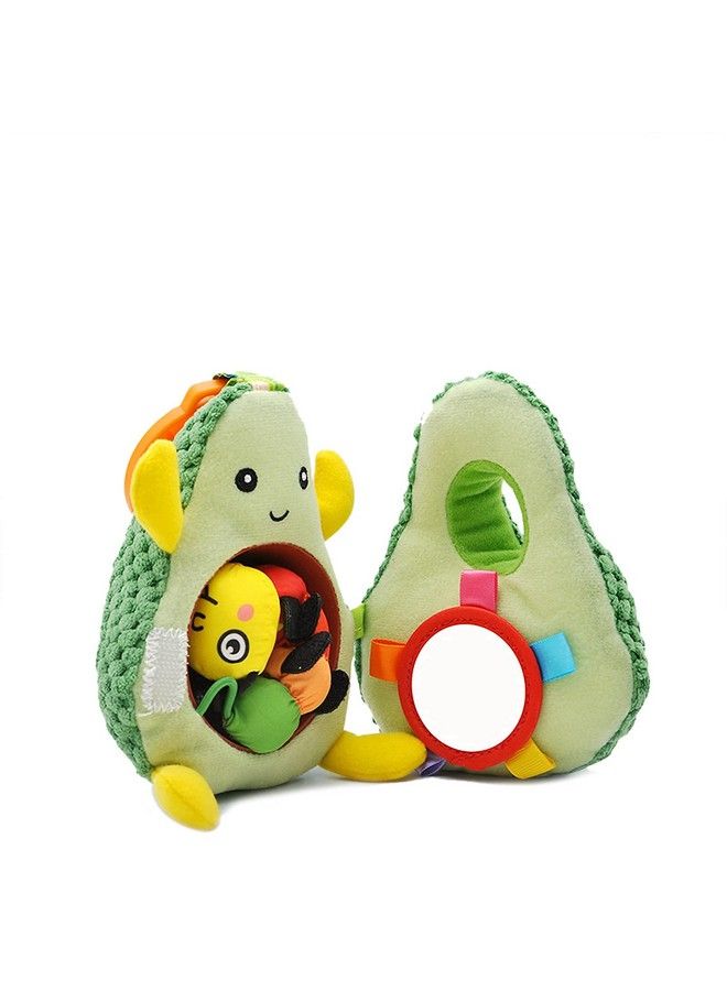 Baby Plush Fruit Doll Toys Caterpillar Eating Fruit Stuffed Cartoon Snuggle Travel Activity Toy With Rattle Gift For Infant Boy & Girl 3 Months+(Avocado)