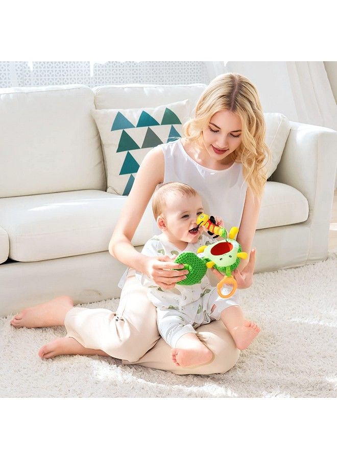 Baby Plush Fruit Doll Toys Caterpillar Eating Fruit Stuffed Cartoon Snuggle Travel Activity Toy With Rattle Gift For Infant Boy & Girl 3 Months+(Avocado)