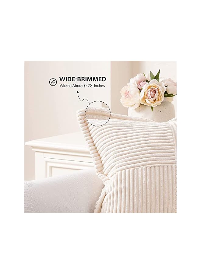 Throw Pillows Covers 18 x 18£¨45 X 45 cm£© Set of 4 Corduroy Decorative Rustic Modern Farmhouse Pillow Cover, Square Boho Cushion Case for Couch Sofa Bedroom Living Room NO Pillow Insert