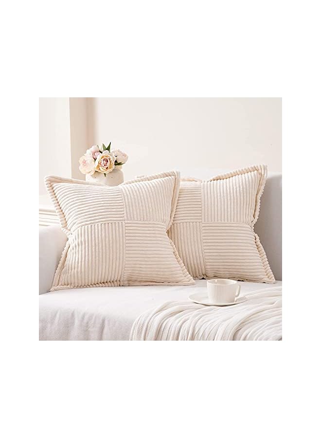 Throw Pillows Covers 18 x 18£¨45 X 45 cm£© Set of 4 Corduroy Decorative Rustic Modern Farmhouse Pillow Cover, Square Boho Cushion Case for Couch Sofa Bedroom Living Room NO Pillow Insert