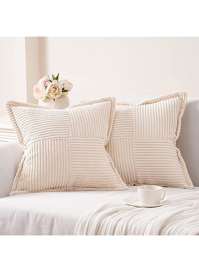 Throw Pillows Covers 18 x 18£¨45 X 45 cm£© Set of 4 Corduroy Decorative Rustic Modern Farmhouse Pillow Cover, Square Boho Cushion Case for Couch Sofa Bedroom Living Room NO Pillow Insert