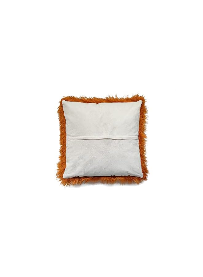 Fur Throw Pillow Covers 18x18 Inch Luxury Long Fur Mongolian Fluffy Soft Cushion Cover Plush Square Floor Pillow Case for Couch Bedroom Sofa Chair 45x45CM (Red Brown)