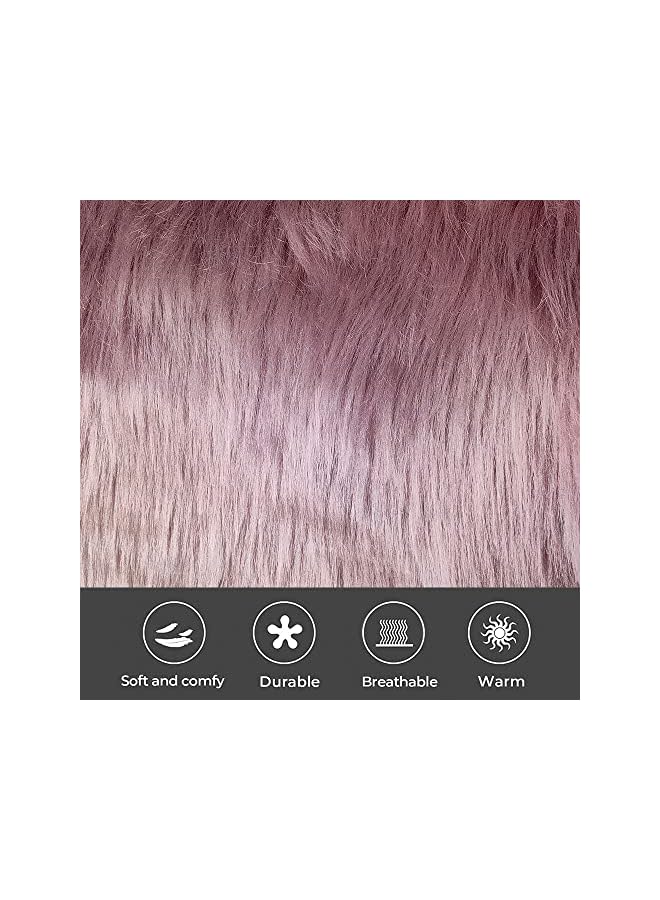 Fur Throw Pillow Covers 18x18 Inch Luxury Long Fur Mongolian Fluffy Soft Cushion Cover Plush Square Floor Pillow Case for Couch Bedroom Sofa Chair 45x45CM (Light Purple)