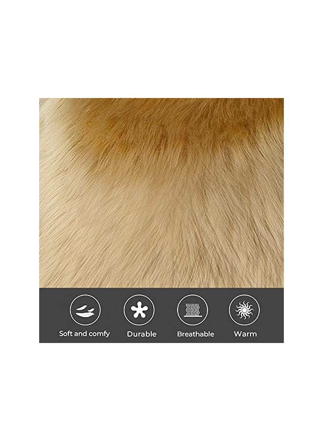 Fur Throw Pillow Covers 18x18 Inch Luxury Long Fur Mongolian Fluffy Soft Cushion Cover Plush Square Floor Pillow Case for Couch Bedroom Sofa Chair 45x45CM (Brown Yellow)