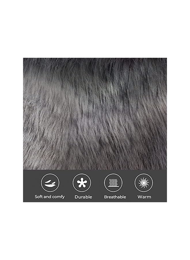 Fur Throw Pillow Covers 18x18 Inch Luxury Long Fur Mongolian Fluffy Soft Cushion Cover Plush Square Floor Pillow Case for Couch Bedroom Sofa Chair 45x45CM (Dark Gray)