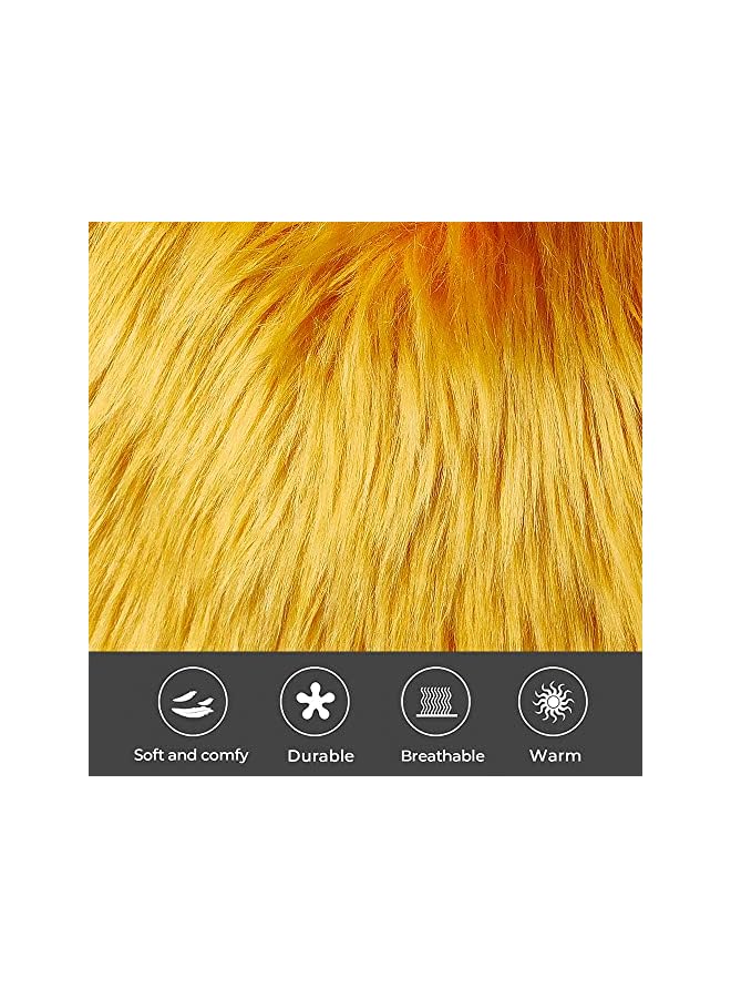 Fur Throw Pillow Covers 18x18 Inch Luxury Long Fur Mongolian Fluffy Soft Cushion Cover Plush Square Floor Pillow Case for Couch Bedroom Sofa Chair 45x45CM (Bridge Yellow)