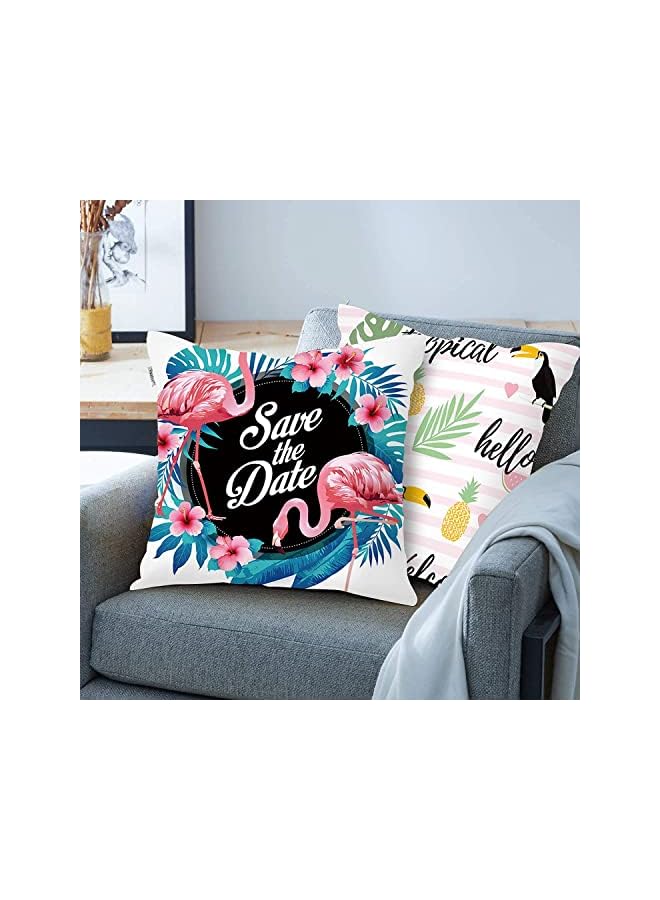 Covers Pillow Covers 18''x18'' Set of 4, Pillow Cases with Invisible Zipper, Lovely Animal Decorative Pillowcase for Room Couch Sofa Bedroom, Flamingo Peach Skin Pillowcase (Flamingo)