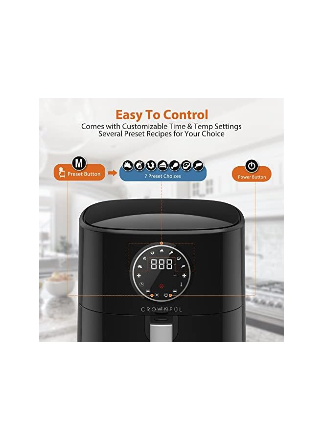 Air Fryer 4.5L 1500W 220V Air Fryers 7 Presets and 53 Recipes, Temperature & Time Control, LCD Digital Touch Screen, Best for Frying, Grilling, Roasting, Baking, 2 years warranty