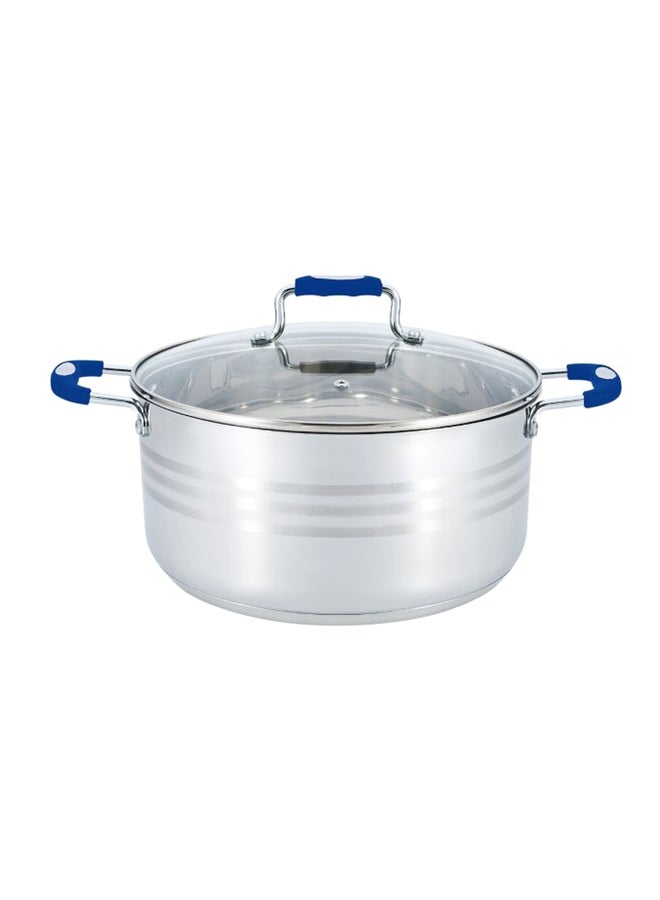 Stainless Steel Casserole With Lid Silver/Blue