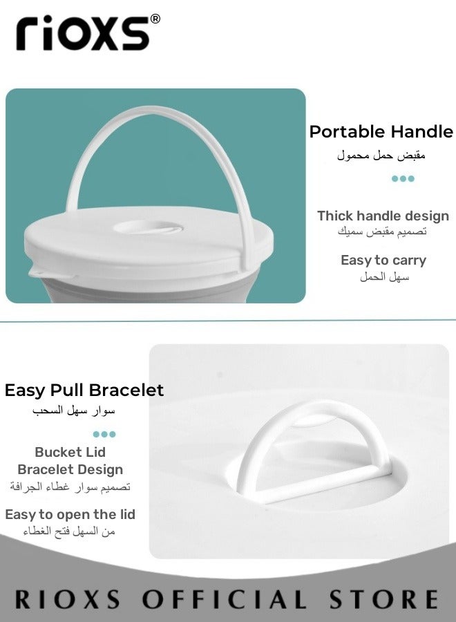 Collapsible Bucket With Lid,10L/15 L Portable Plastic Bucket,Space Saving Foldable Water Pail,Practical Bucket For Indoor Outdoor Use,Water Bucket For Household/ Camping/ Hiking/ Fishing/ Car Wash, 32x20x24cm/35.5x28x22.3cm