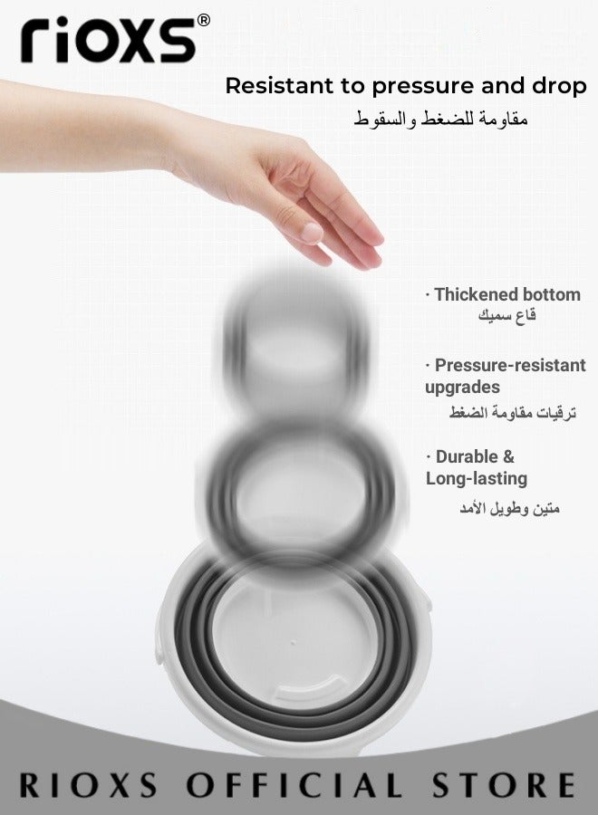 Collapsible Bucket With Lid,10L/15 L Portable Plastic Bucket,Space Saving Foldable Water Pail,Practical Bucket For Indoor Outdoor Use,Water Bucket For Household/ Camping/ Hiking/ Fishing/ Car Wash, 32x20x24cm/35.5x28x22.3cm