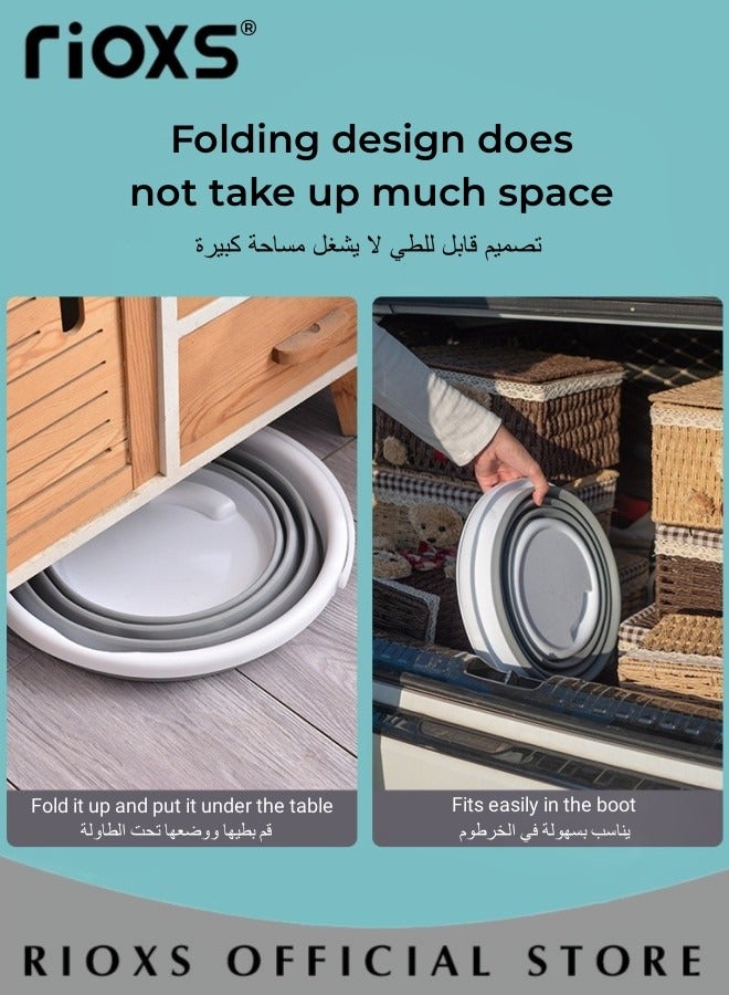 Collapsible Bucket With Lid,10L/15 L Portable Plastic Bucket,Space Saving Foldable Water Pail,Practical Bucket For Indoor Outdoor Use,Water Bucket For Household/ Camping/ Hiking/ Fishing/ Car Wash, 32x20x24cm/35.5x28x22.3cm