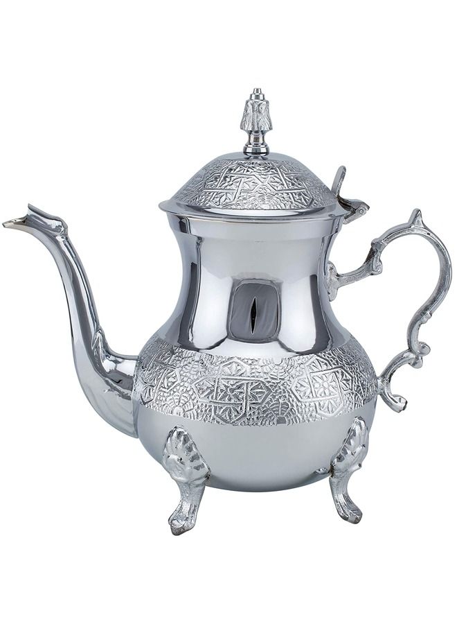 Moroccon Tea Pot Flower Engraving Design Material Brass - 875ml