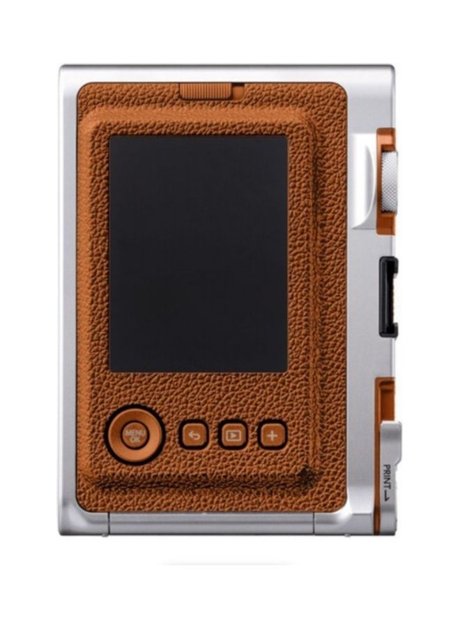 Instax Mini EVO Hybrid Instant Camera – Brown (USB-C) | Instant Print with Digital Preview, Creative Modes & Built-In Selfie Mirror