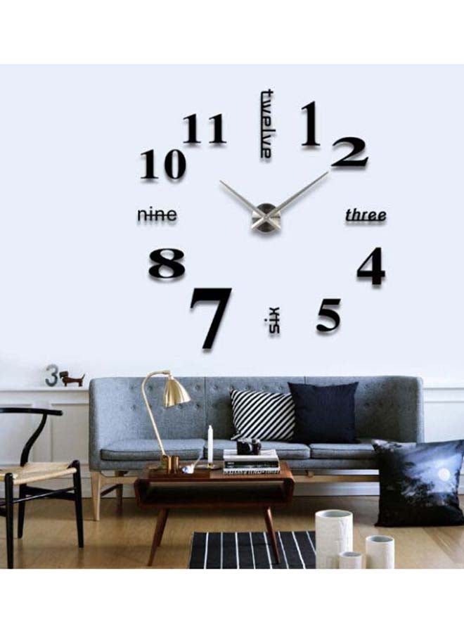 Decorative 3D Mirror Wall Clock Black 50 x 70cm