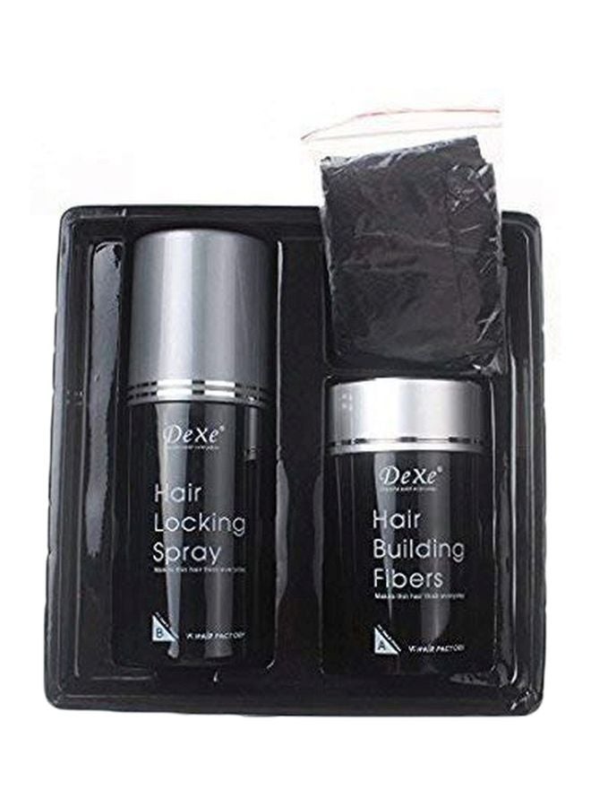 2-Piece Hair Building Fibers And Hair Locking Spray Set Black