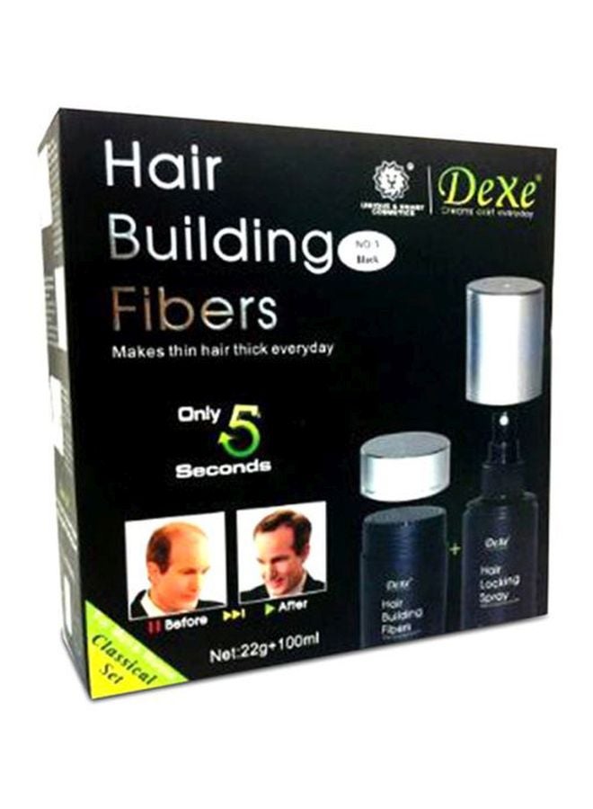 2-Piece Hair Building Fibers And Hair Locking Spray Set Black