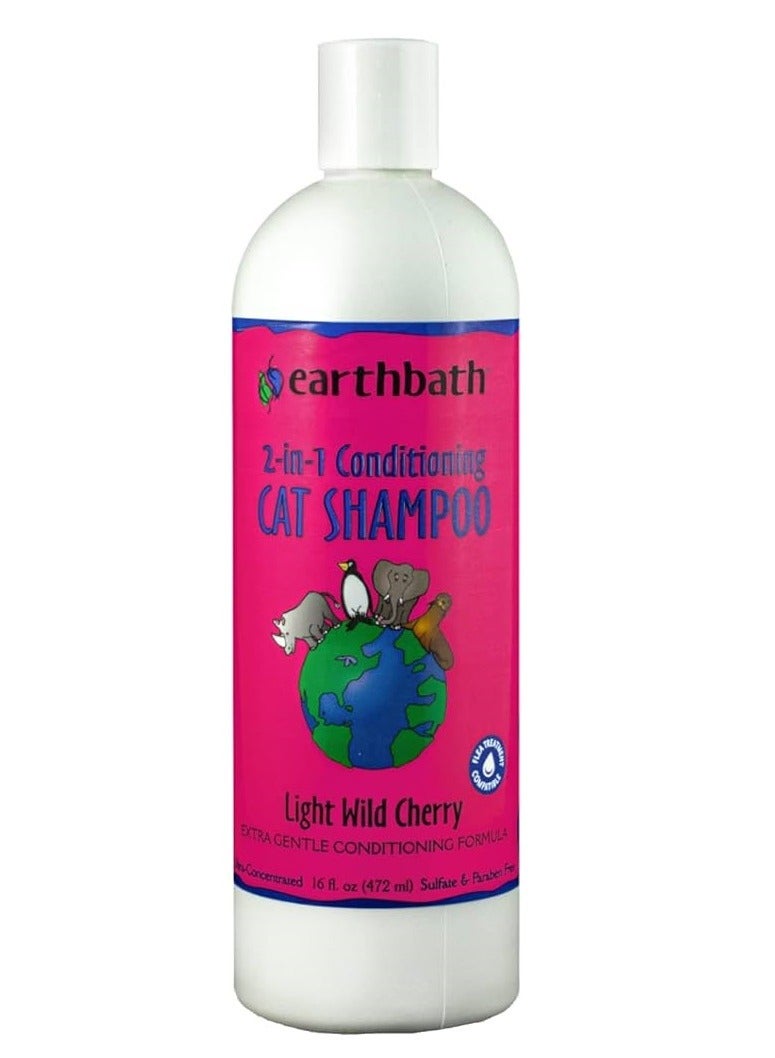 2-in-1 Conditioning Cat Shampoo Light Wild Cherry Extra Gentle Conditioning Formula Made in USA 472 Ml