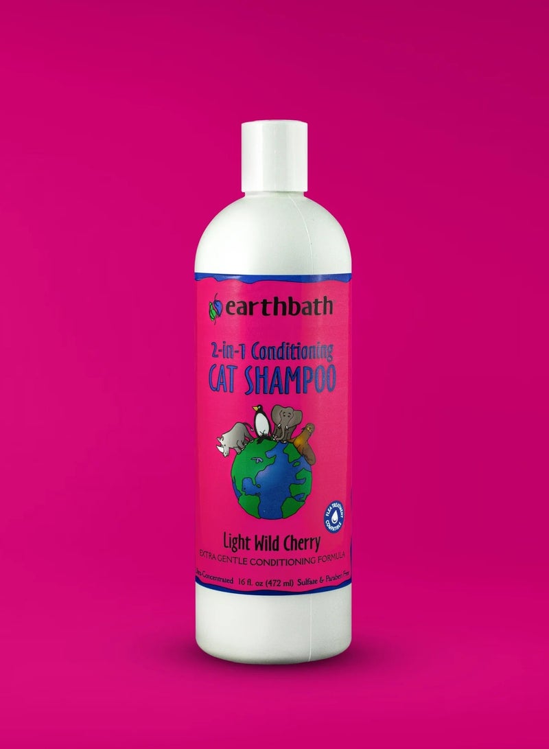 2-in-1 Conditioning Cat Shampoo Light Wild Cherry Extra Gentle Conditioning Formula Made in USA 472 Ml