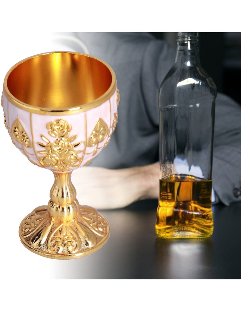 Vintage Brass Embossed Goblet Cup, 2 Pcs 30mlGold Wine Glasses Wine Goblet, Goblet Golden Wine Glasses Embossed Cup Metal Embossed Wine Cup Wine Liqueur Cup Shot Glass for Kitchen