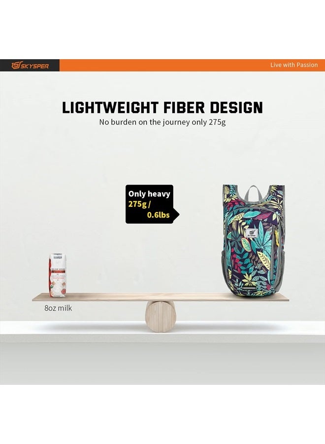 Small Daypack 10L Hiking Backpack Packable Lightweight Travel Day Pack for Women Men(Leaf)