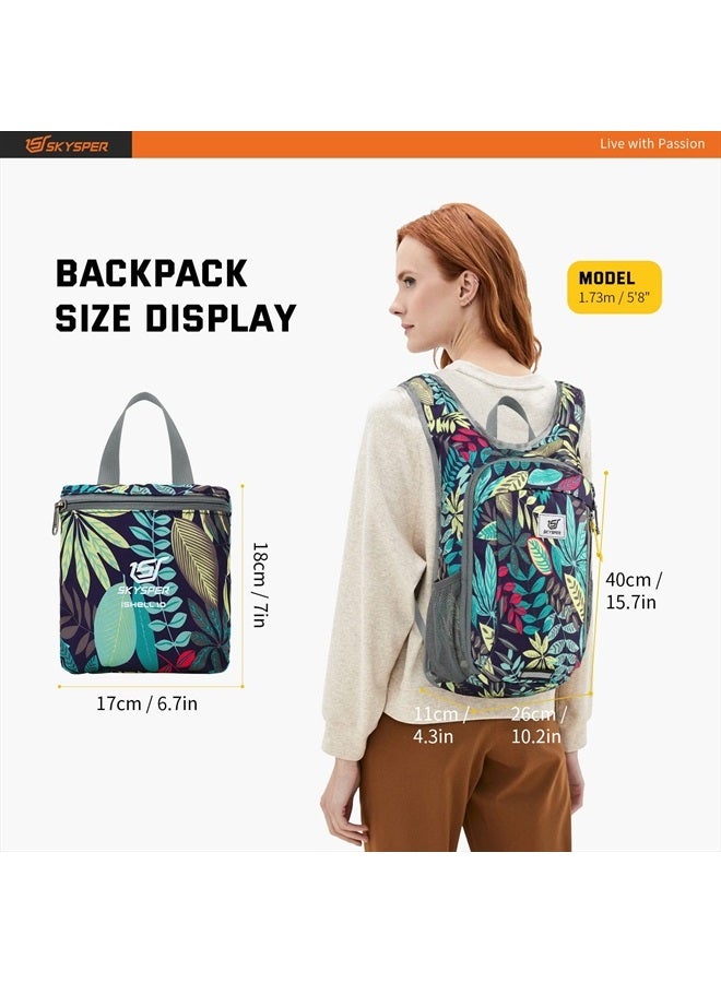 Small Daypack 10L Hiking Backpack Packable Lightweight Travel Day Pack for Women Men(Leaf)