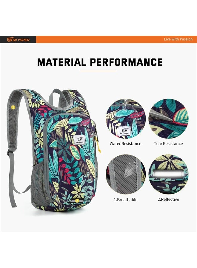 Small Daypack 10L Hiking Backpack Packable Lightweight Travel Day Pack for Women Men(Leaf)