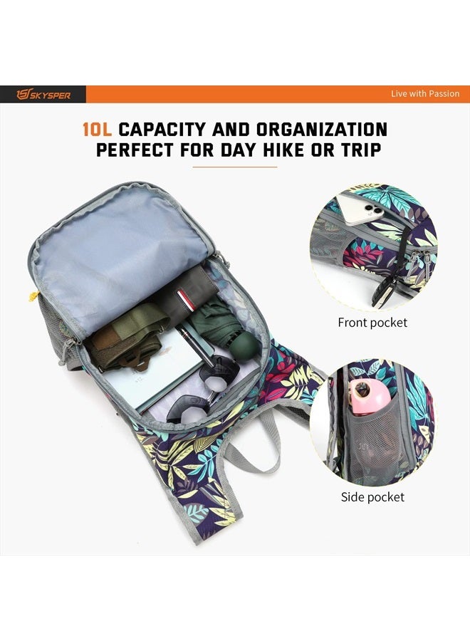 Small Daypack 10L Hiking Backpack Packable Lightweight Travel Day Pack for Women Men(Leaf)