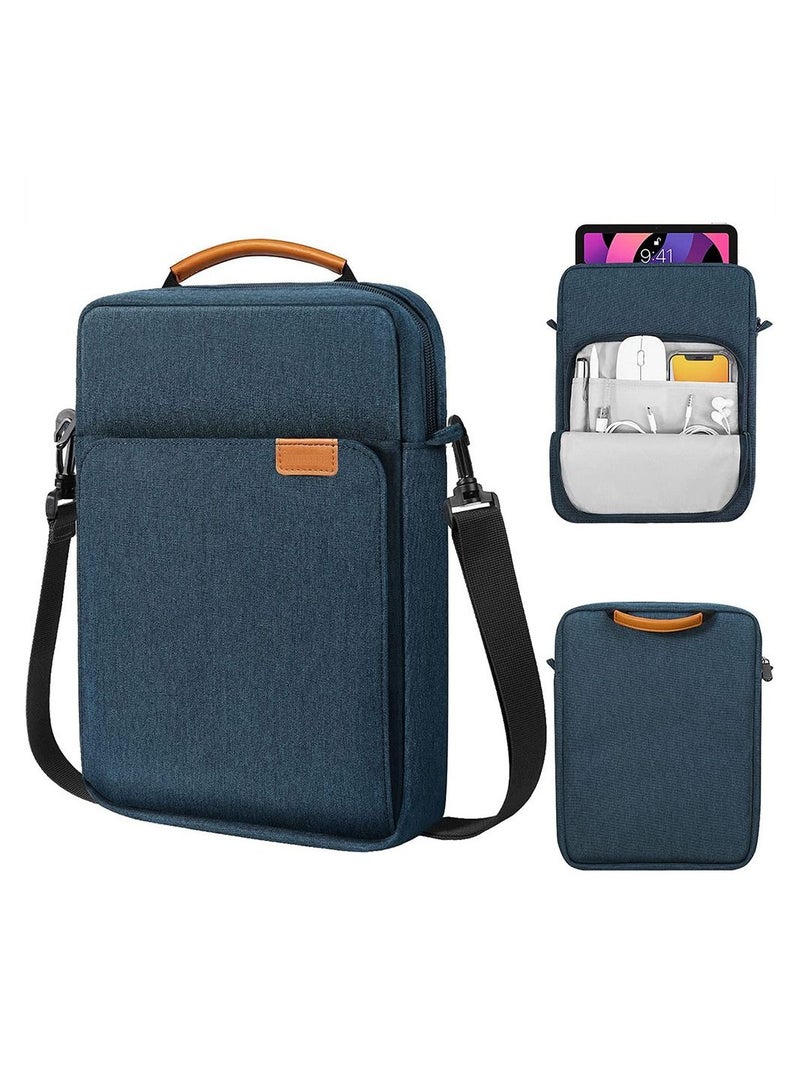 13 inch Oxford Waterproof Tablet Carrying Case Wear-resistant Electronic Accessories Organizer with Pockets for Men Women School Office Work——Navy