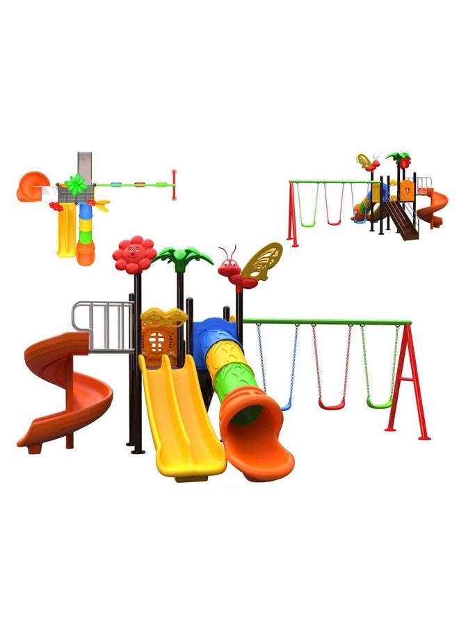 Kids Plastic Rocking Horse Park Outdoor Safety Preschool Play Swing Slide Equipment Outdoor Playground For Children Play Seesaw Set