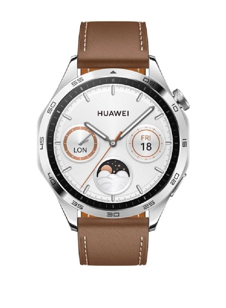 Replacement Genuine Leather Adjustable Wrist Strap 22mm For Huawei Watch GT 4 46mm Brown