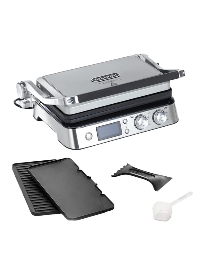 Multi Contact Electric Grill With 2 Plates Suitable For Barbecue, Sandwich Making And More 2000.0 W Multi-Contact Electric Grill Silver