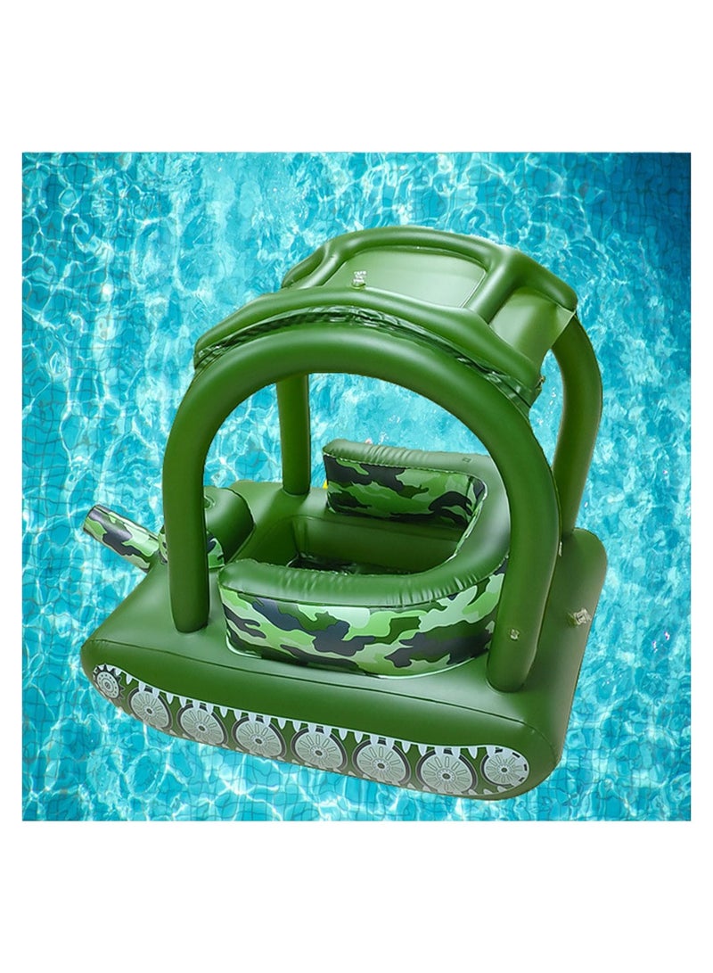 Kids Swimming Float Inflatable Baby Pool Float with Sun Canopy and Safety Seat Tank Baby Swimming Ring for Beach Party Pool Toys