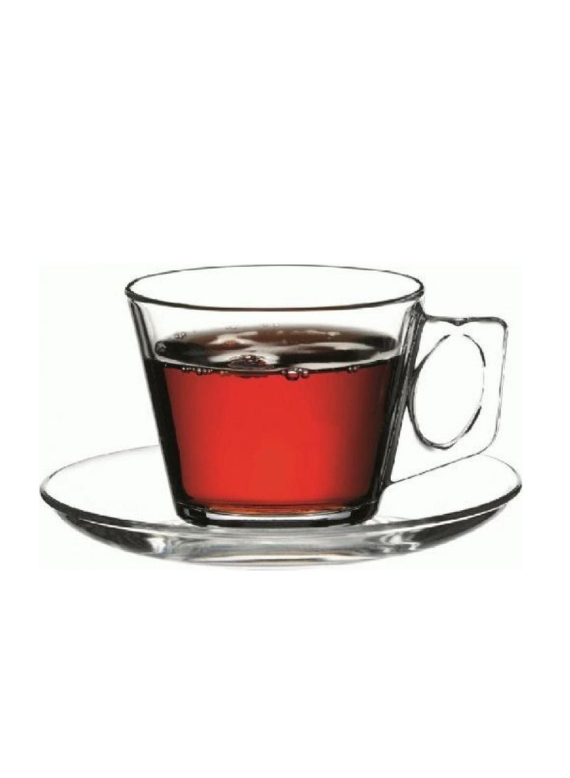 12-Piece Vela Cup Set 6 Cups & 6 Saucers 195 ml Clear