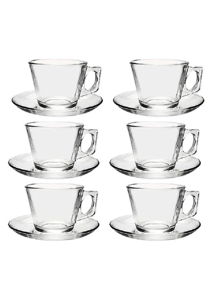 12-Piece Vela Cup Set 6 Cups & 6 Saucers 195 ml Clear