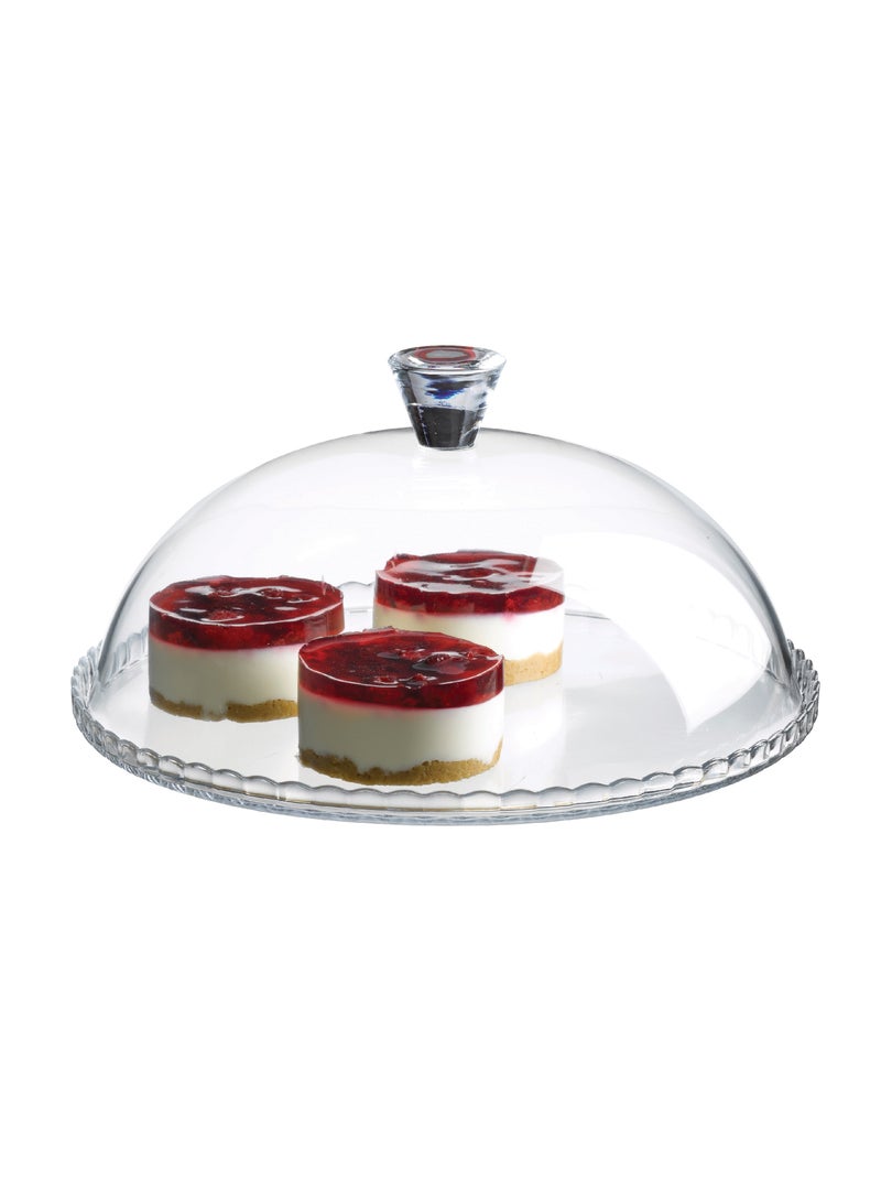 Patisserie Glass Service Plate & Dome 32 cm Clear