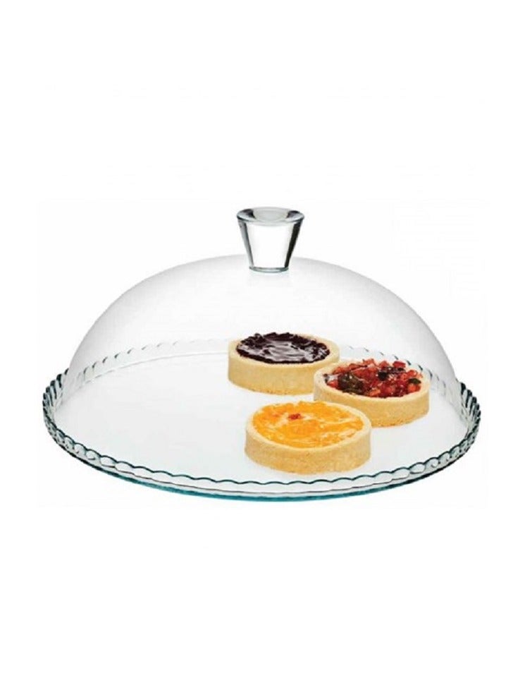 Patisserie Glass Service Plate & Dome 32 cm Clear