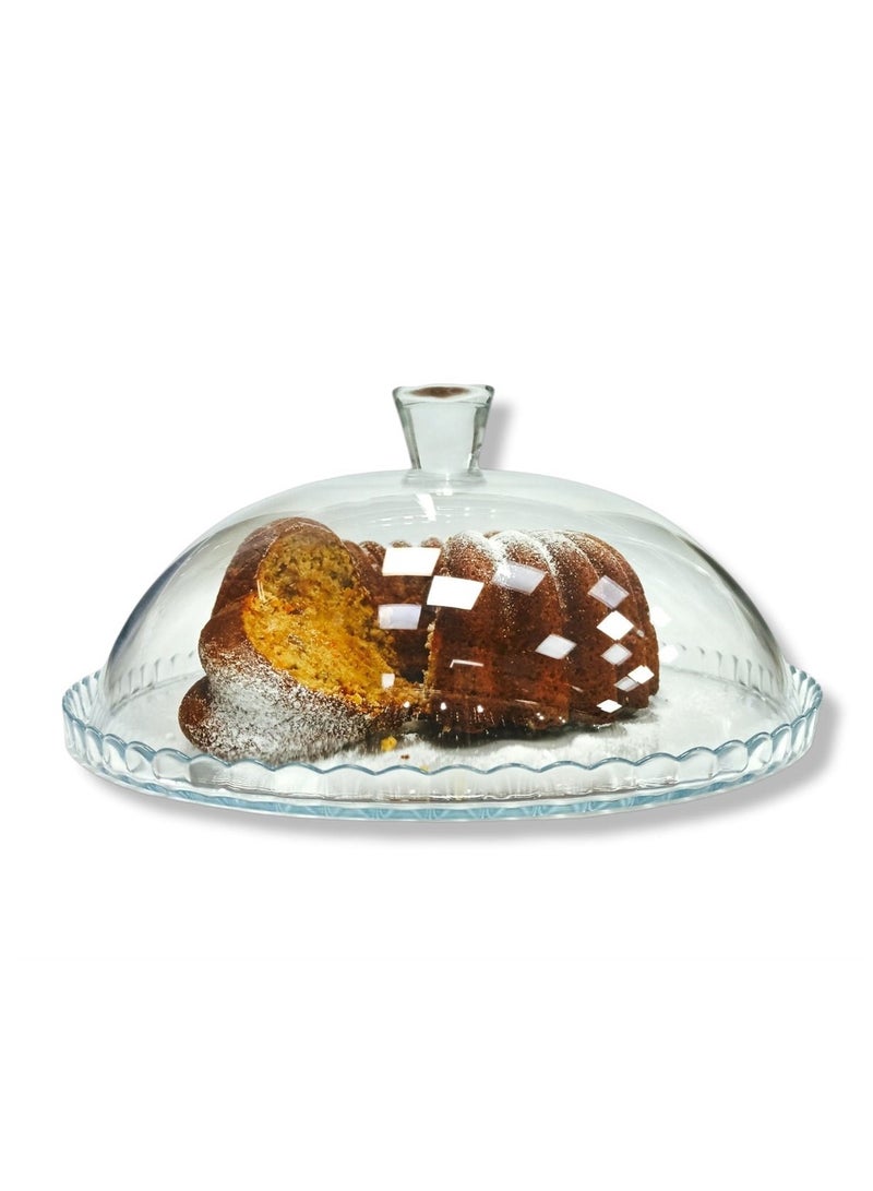 Patisserie Glass Service Plate & Dome 32 cm Clear