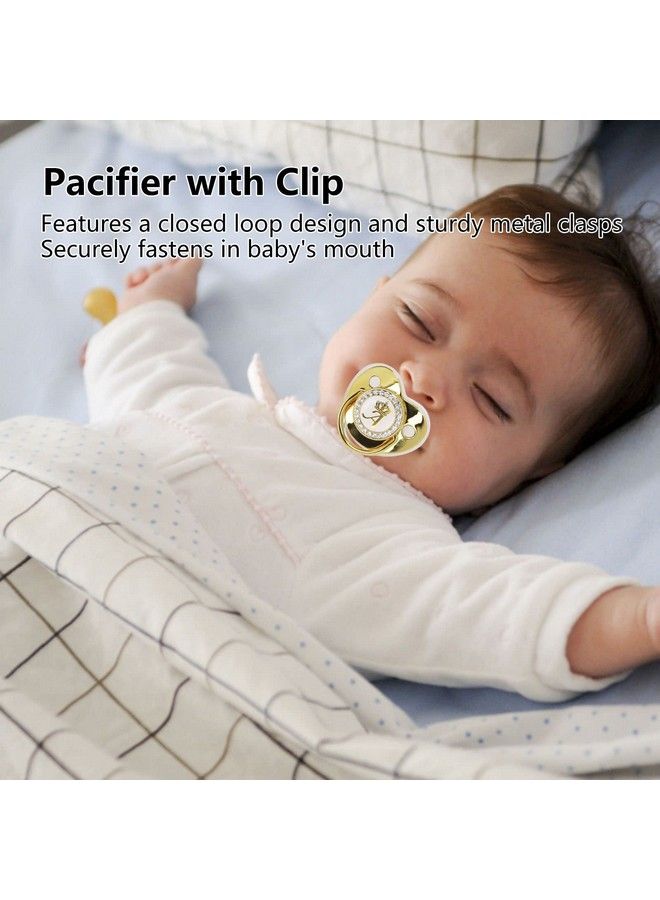 Golden Letter Baby Pacifier Baby Pacifier With Pacifier Clips Bling Newborn Pacifier Baby Soother For Baby Shower Anniversary Birthday(Letter A)