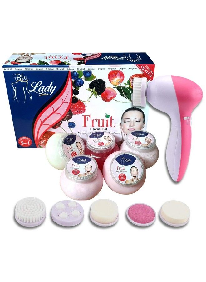 Blue Lady Mix Fruit Radiant Beauty Parlour With 5 In 1 Face Massager Instant Radiance Shine And Youthful Glow Facial Kit 250 Gm