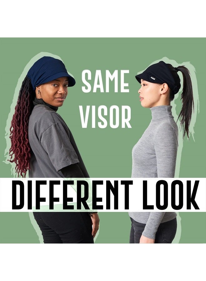 Cooling Sports Visor Sun Hat - Womens Mens Athletic Wide Brim Summer Caps UPF-Cutting Black