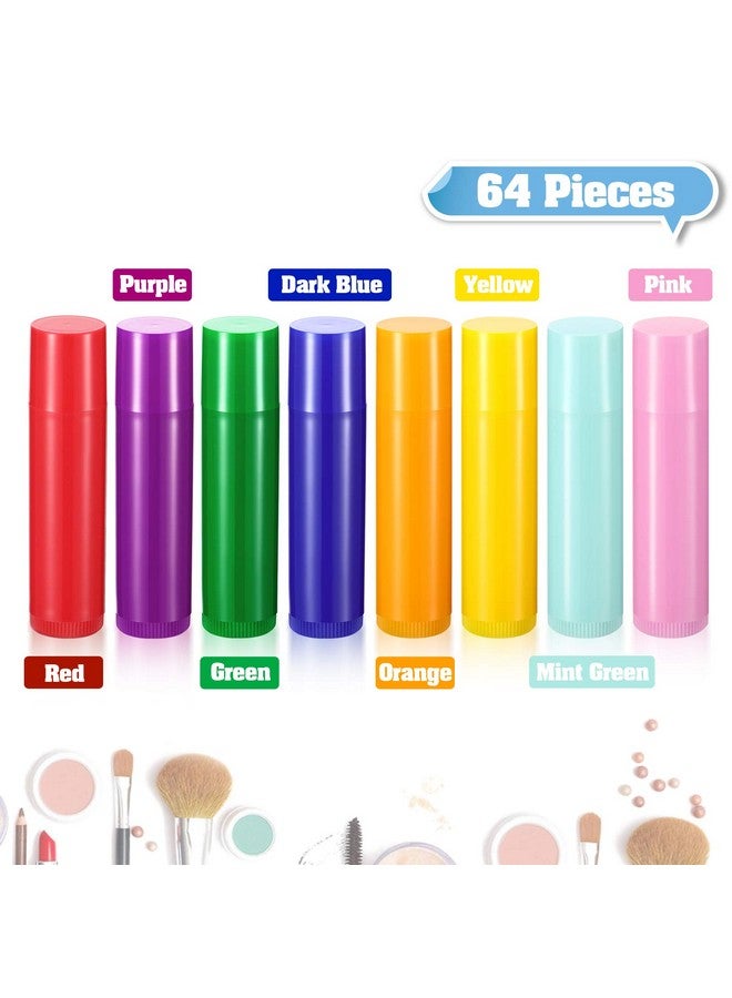 64 Pieces Lip Balm 5 Ml Empty Containers Refillable Rotatable Plastic Lipstick Tubes Diy Lip Gloss Balm Tube Holder For Diy Cosmetic 8 Colors