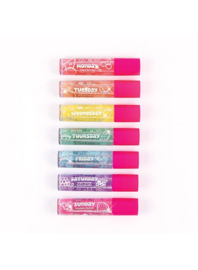 Three Cheers For Girls Days Of The Week Lip Gloss Set For Girls 7 Pack Kids Lip Gloss Kit For Girls Tweens & Teens Clear Flavored Lip Gloss Makeup Kit Roll On Lip Gloss For Girls 8 10 12 14