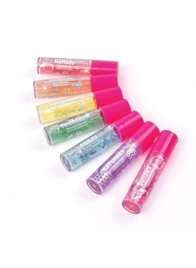 Three Cheers For Girls Days Of The Week Lip Gloss Set For Girls 7 Pack Kids Lip Gloss Kit For Girls Tweens & Teens Clear Flavored Lip Gloss Makeup Kit Roll On Lip Gloss For Girls 8 10 12 14