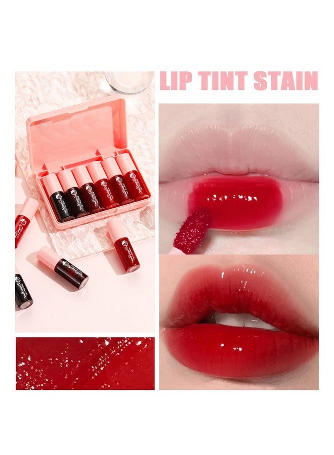 6 Colors Lip Tint Stain Set Korean Velvet Lip Tint Watery Lip Stain Tint Moisturizing Mini Liquid Lipstick Multi Use Lip And Cheek Tint Long Lasting Non Stick Cup Waterproof Shimmery Lip Color Makeup