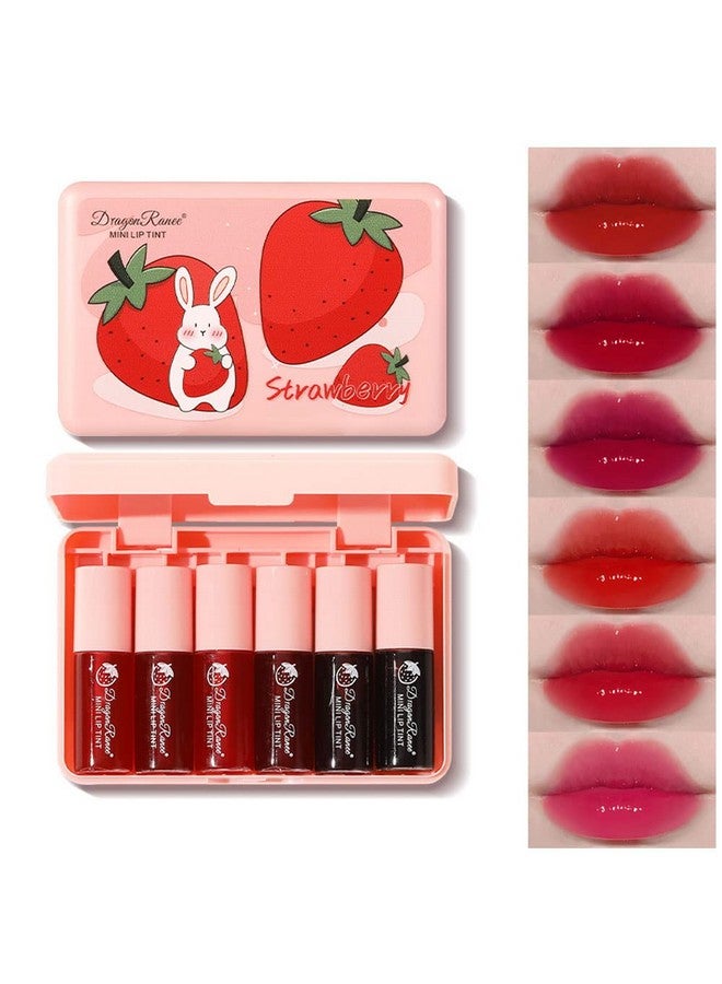 6 Colors Lip Tint Stain Set Korean Velvet Lip Tint Watery Lip Stain Tint Moisturizing Mini Liquid Lipstick Multi Use Lip And Cheek Tint Long Lasting Non Stick Cup Waterproof Shimmery Lip Color Makeup