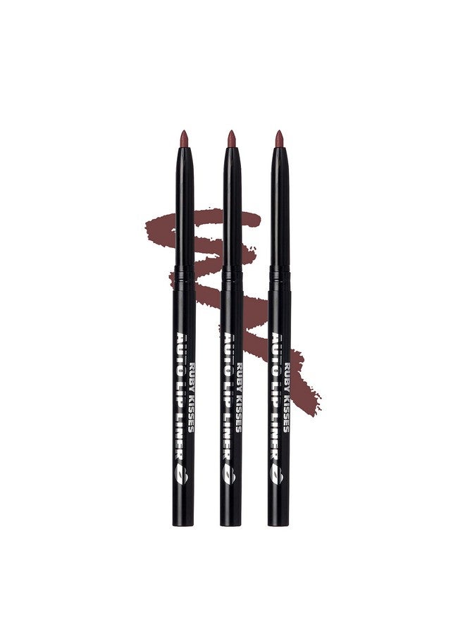 Auto Lip Liner Pencil Long Lasting Smooth Application Mechanical Lip Liner Pencil 3 Pack (Cocoa)