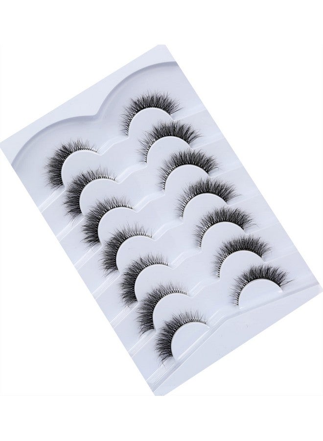 False Eyelashes Cat Eye Look Natural Short Lashes Wispy Clear Band Extension Volume Fluffy Fake Eyelashes Faux Mink Lash Strips 7 Pairs Multipack